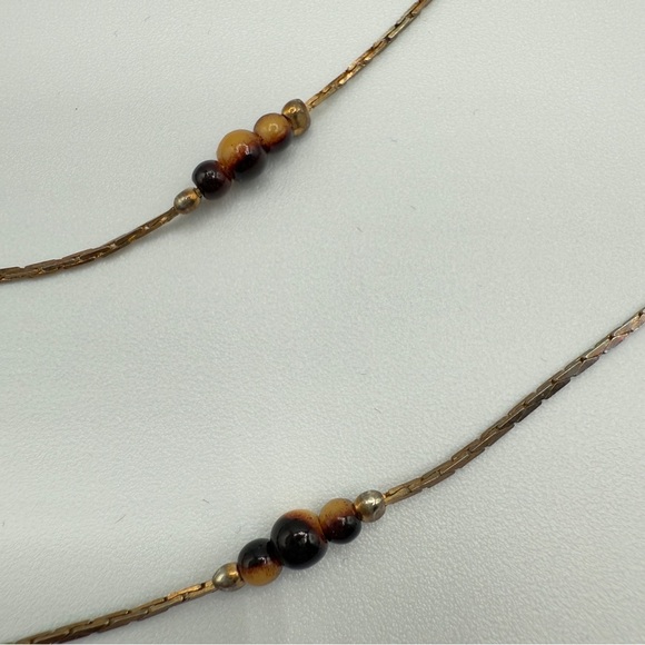 Korea 1960s Elegant Gold and Brown Beaded Necklace - Picture 6 of 14